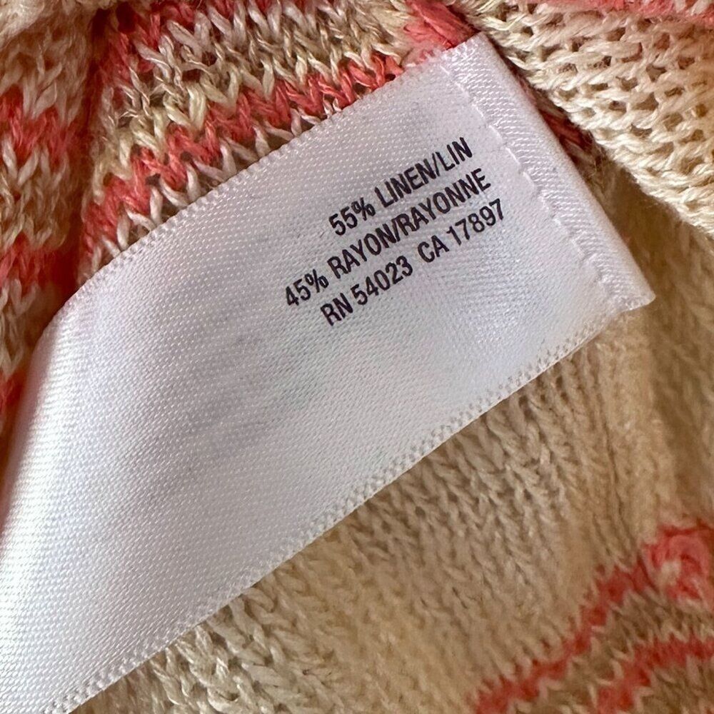 Y2K Linen Blend Sweater Tank Top XL Cream Old Navy Crochet Knit Stripe Boho Boxy - Picture 7 of 8